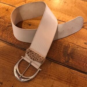 W I D E Reptile Textured Leather Belt